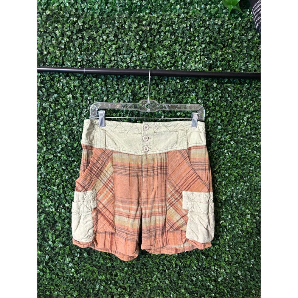 Free People High Rise Plaid Gauzy Shorts Sz 2